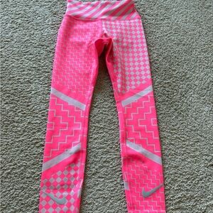 Nike Dri-FIT Women’s Running Leggings XS-Pink/Reflective Silver Geometric Print